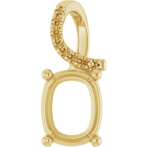 10K Yellow Gold 10x8 mm Elongated Cushion Pendant Mounting – image 2