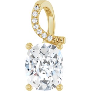 18K Yellow Gold 10x8 mm Elongated Cushion Pendant Mounting
