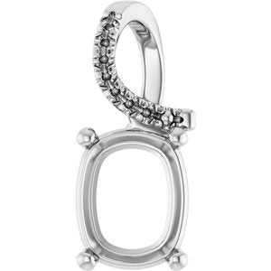 14K X1 White Gold 10x8 mm Elongated Cushion Pendant Mounting – image 2