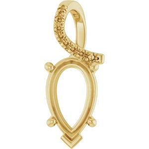 10K Yellow Gold 13x8 mm Pear Pendant Mounting – image 2