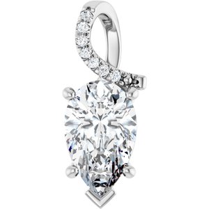 10K White Gold 13x8 mm Pear Pendant Mounting