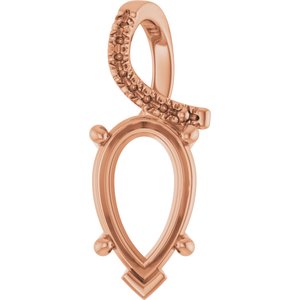 18K Rose Gold 13x8 mm Pear Pendant Mounting – image 2