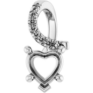 14K White Gold 6x6 mm Heart Pendant Mounting – image 2