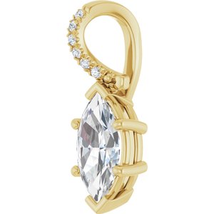 18K Yellow Gold 10.5x5.5 mm Marquise Pendant Mounting – image 3