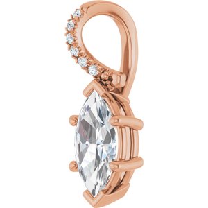 14K Rose Gold 10.5x5.5 mm Marquise Pendant Mounting – image 3