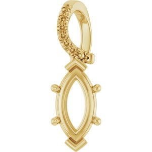 14K Yellow Gold 10.5x5.5 mm Marquise Pendant Mounting – image 2