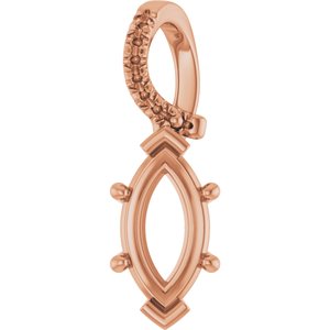 18K Rose Gold 10.5x5.5 mm Marquise Pendant Mounting – image 2