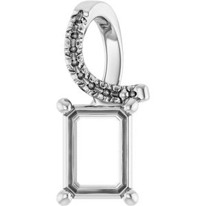 14K X1 White Gold 7.5x5.5 mm Emerald Pendant Mounting – image 2