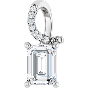 14K White Gold 7.5x5.5 mm Emerald Pendant Mounting