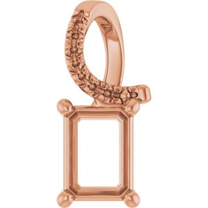 14K Rose Gold 7.5x5.5 mm Emerald Pendant Mounting – image 2