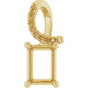 18K Yellow Gold 7.5x5.5 mm Emerald Pendant Mounting – image 2