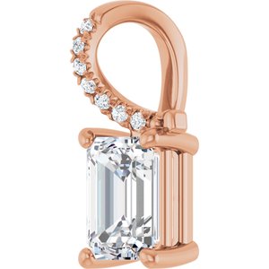 14K Rose Gold 7.5x5.5 mm Emerald Pendant Mounting – image 3