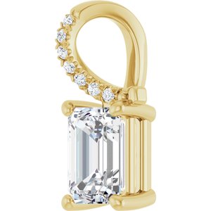 14K Yellow Gold 7.5x5.5 mm Emerald Pendant Mounting – image 3