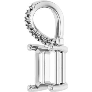 18K White Gold 7.5x5.5 mm Emerald Pendant Mounting – image 4