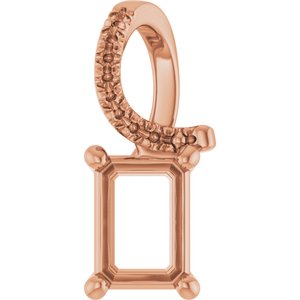 10K Rose Gold 7x5 mm Emerald Pendant Mounting – image 2
