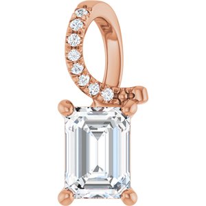 14K Rose Gold 7x5 mm Emerald Pendant Mounting