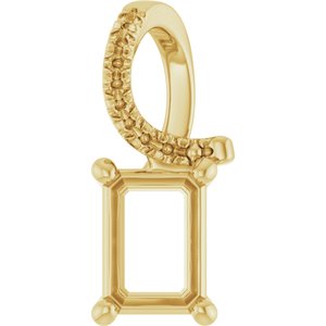 10K Yellow Gold 7x5 mm Emerald Pendant Mounting – image 2