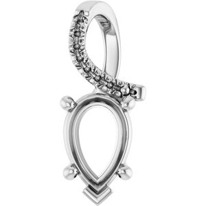 14K White Gold 9x6 mm Pear Pendant Mounting – image 2