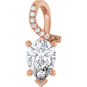 18K Rose Gold 9x6 mm Pear Pendant Mounting