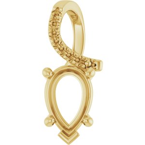 10K Yellow Gold 9x6 mm Pear Pendant Mounting – image 2
