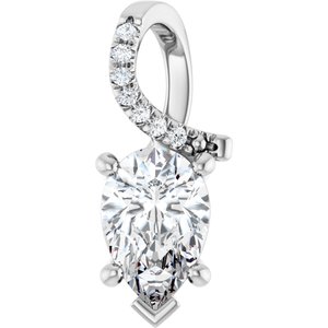 14K X1 White Gold 9x6 mm Pear Pendant Mounting