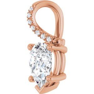 10K Rose Gold 9x6 mm Pear Pendant Mounting – image 3
