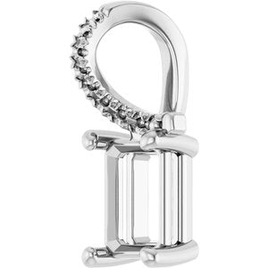 18K White Gold 7x5 mm Emerald Pendant Mounting – image 4