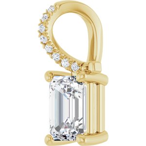 14K Yellow Gold 7x5 mm Emerald Pendant Mounting – image 3