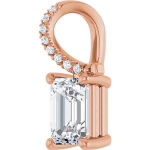 10K Rose Gold 7x5 mm Emerald Pendant Mounting – image 3