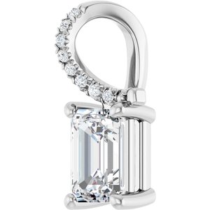 14K White Gold 7x5 mm Emerald Pendant Mounting – image 3