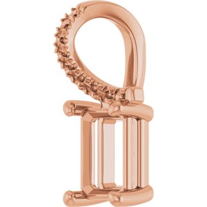 14K Rose Gold 7x5 mm Emerald Pendant Mounting – image 4