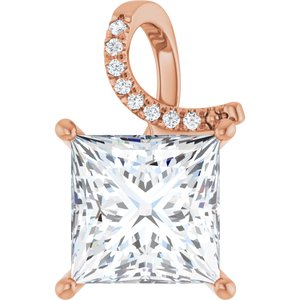 14K Rose Gold 10x10 mm Square Pendant Mounting