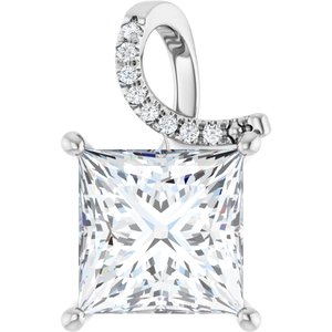 14K White Gold 10x10 mm Square Pendant Mounting