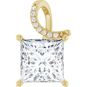 10K Yellow Gold 10x10 mm Square Pendant Mounting