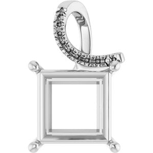14K White Gold 10x10 mm Square Pendant Mounting – image 2