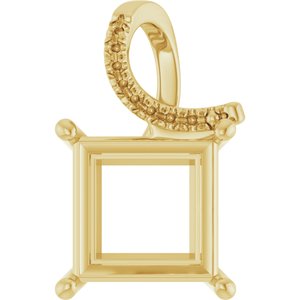 10K Yellow Gold 10x10 mm Square Pendant Mounting – image 2