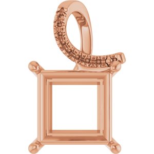 14K Rose Gold 10x10 mm Square Pendant Mounting – image 2