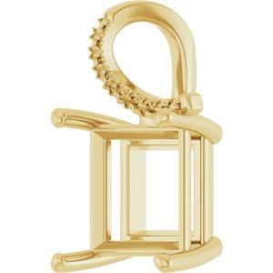 18K Yellow Gold 10x10 mm Square Pendant Mounting – image 4