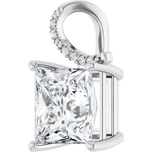 14K White Gold 10x10 mm Square Pendant Mounting – image 3