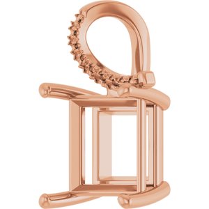 10K Rose Gold 10x10 mm Square Pendant Mounting – image 4