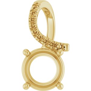 18K Yellow Gold 8.2 mm Round Pendant Mounting – image 2