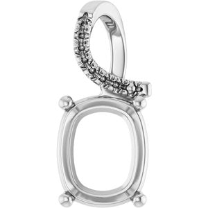 18K White Gold 11x9 mm Elongated Cushion Pendant Mounting – image 2