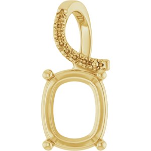 18K Yellow Gold 11x9 mm Elongated Cushion Pendant Mounting – image 2