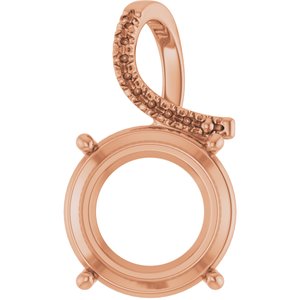 10K Rose Gold 15 mm Round Pendant Mounting – image 2