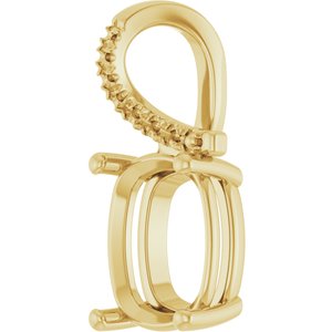 14K Yellow Gold 11x9 mm Elongated Cushion Pendant Mounting – image 4