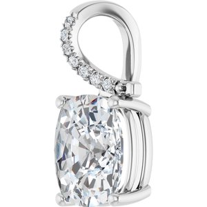 14K White Gold 11x9 mm Elongated Cushion Pendant Mounting – image 3