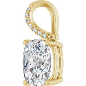 18K Yellow Gold 11x9 mm Elongated Cushion Pendant Mounting – image 3