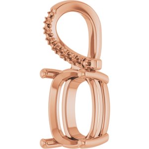 18K Rose Gold 11x9 mm Elongated Cushion Pendant Mounting – image 4