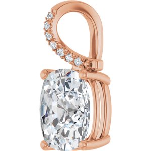18K Rose Gold 11x9 mm Elongated Cushion Pendant Mounting – image 3