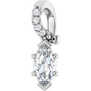 14K White Gold 6x3 mm Marquise Pendant Mounting